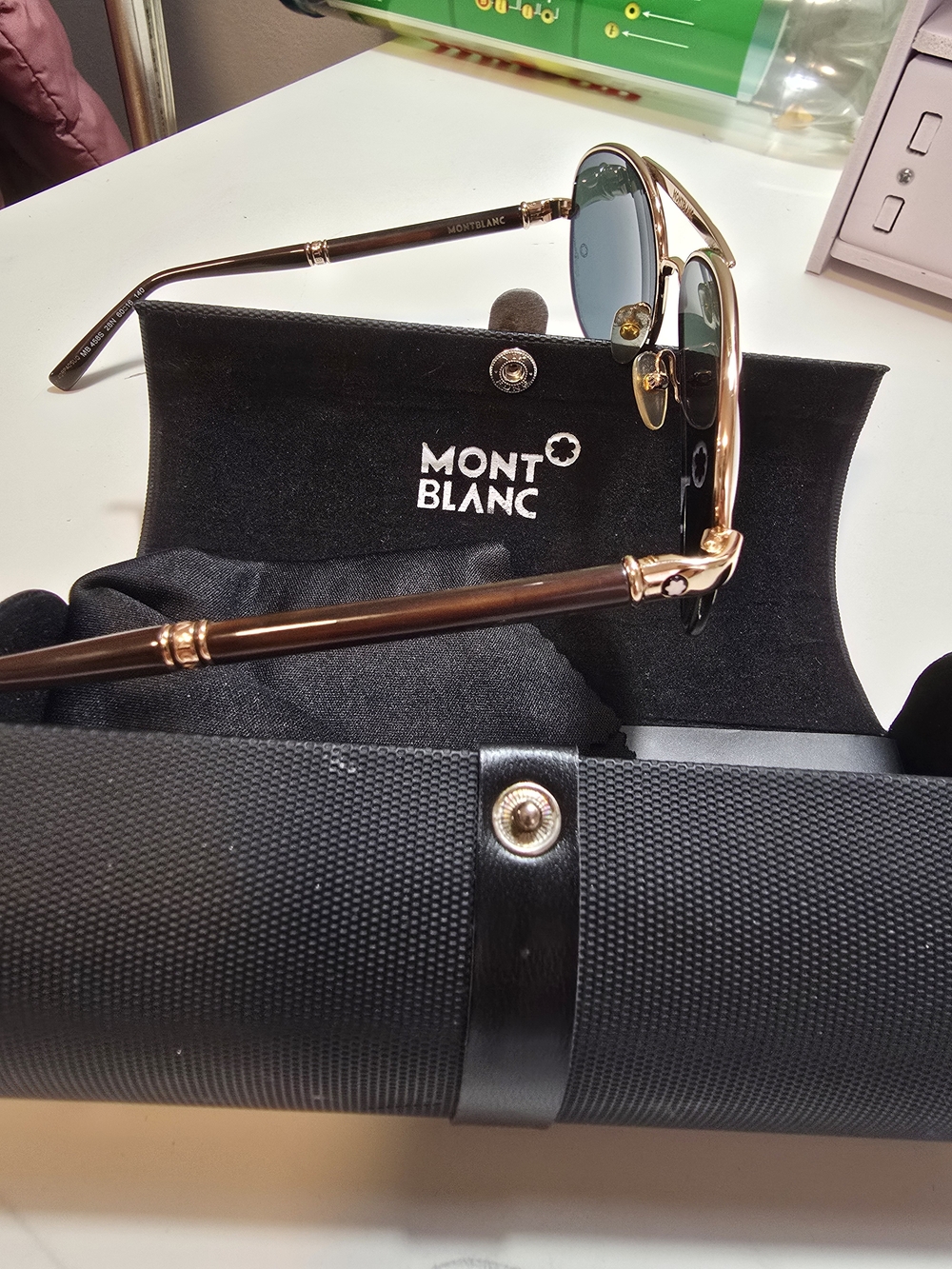Montblanc Men's Black Sunglasses Case with Protective Pouch